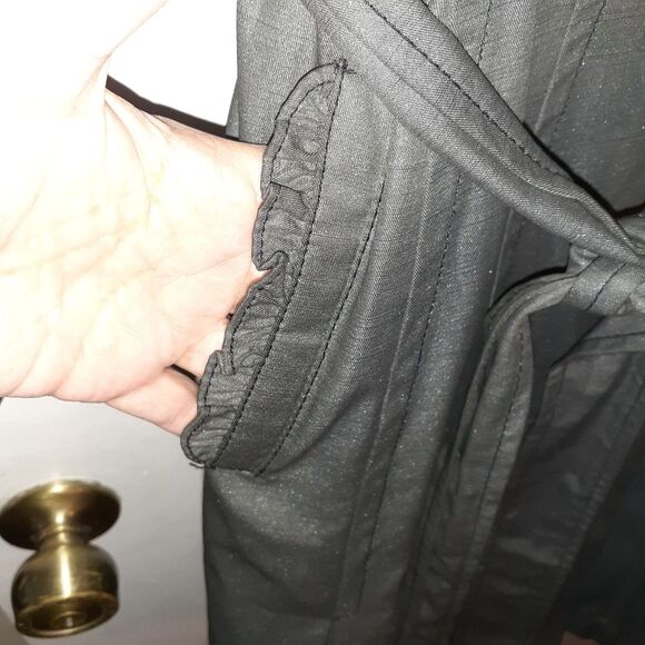 Feminine charcoal gray trench coat double breasted fits 3 4 small fall raincoat - Picture 12 of 15